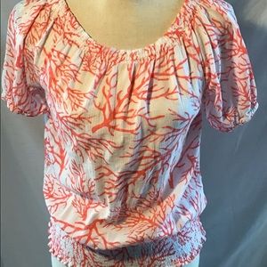 Beautiful blouse coral and white